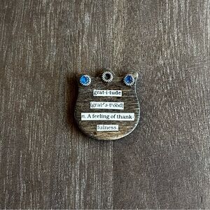 Handmade Vintage Dictionary Word Magnet On Stained Wood • Gratitude
